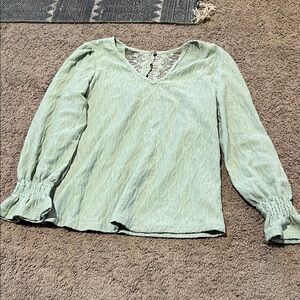 Zara Light Green Textured Blouse